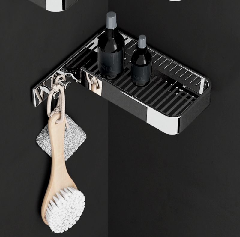 Il Giglio Corner Shower Basket with Hooks stainless steel